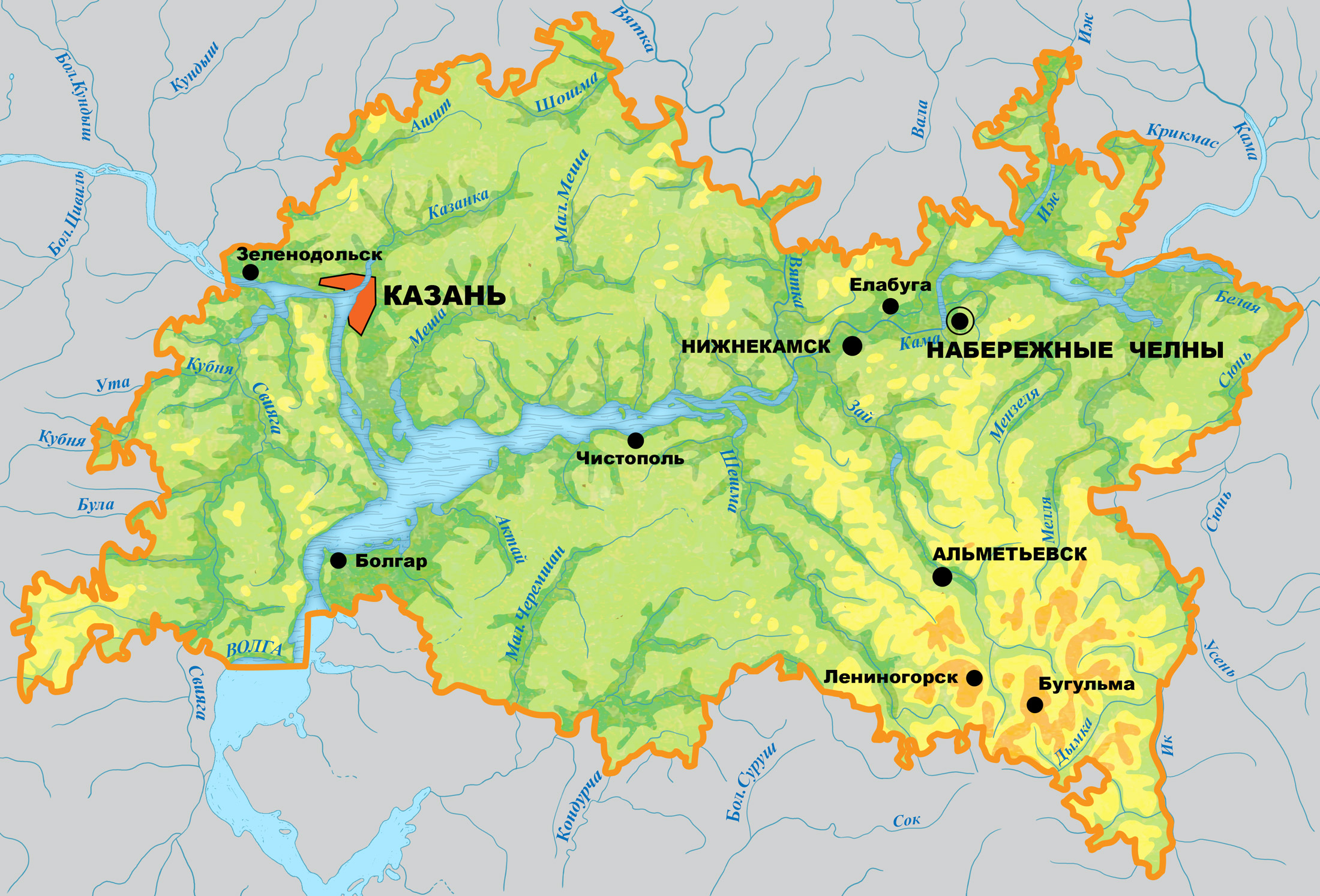 Карта рек татарстана и их названия